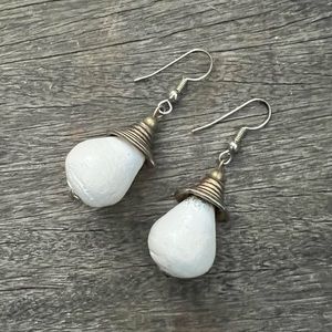 White teardrop earrings